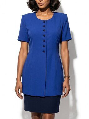 Virgo II Vintage 80s Royal Blue Layered Midi Dress Shoulder Pads 10